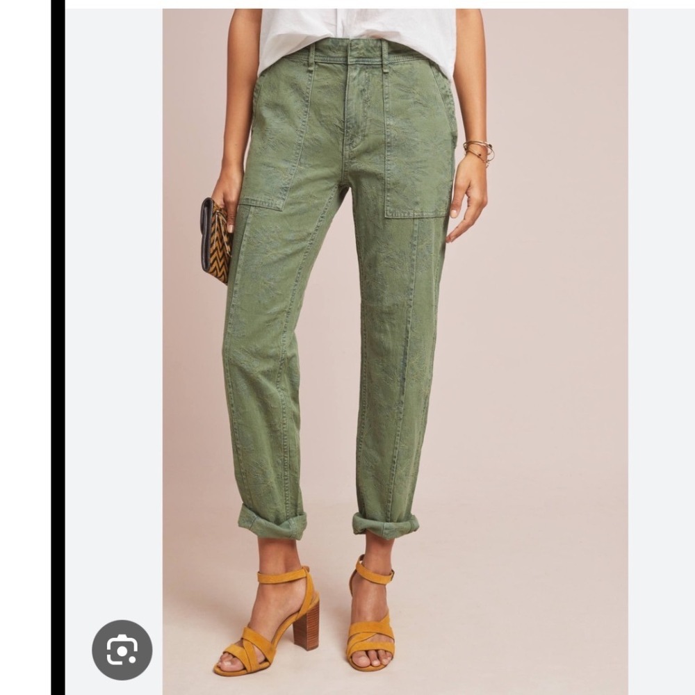 Anthropologie The Wanderer Floral Embroidered Utility Pants 27 boho layered